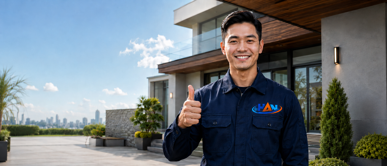 Kỹ thuật viên Hiệp Anh Nhất thi công hệ thống điều hòa